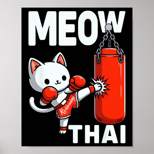 Muay Thai Cat Boxing Martial Arts Fighter Sport Cu Poster (Front)