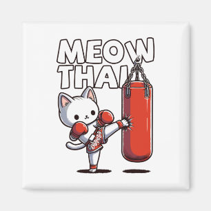 Muay Thai Cat Magnet
