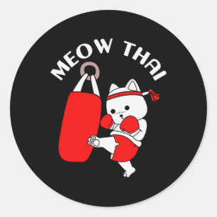 Muay Thai Cat Meow Thai  Classic Round Sticker