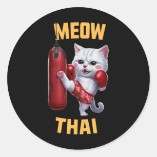 Muay Thai Cat Meow Thai - Thai Boxing For Youth Classic Round Sticker
