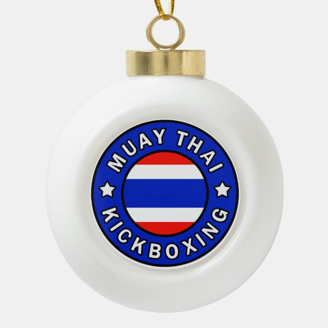 Muay Thai Ceramic Ball Christmas Ornament (Front)