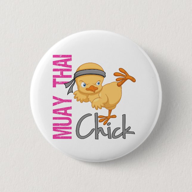 Muay Thai Chick 6 Cm Round Badge (Front)