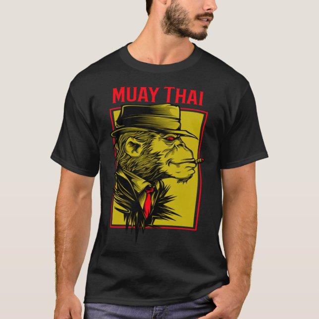 Muay Thai Chimp Jiu Jitsu MMA Fighting Muay Thai T-Shirt (Front)