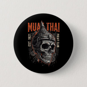 Muay Thai Fight Club Mechanical Skull Warrior Kick 6 Cm Round Badge