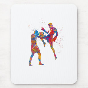 Muay thai fighter in watercolor mouse mat