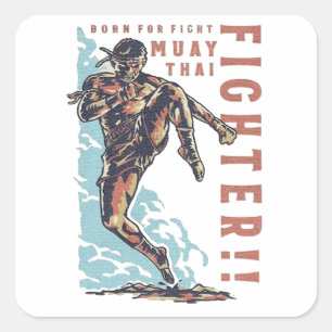 Muay Thai Fighter Martial Square Sticker