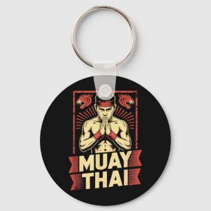 Muay Thai Fighter Vintage Art of 8 Limbs Muay Thai Key Ring
