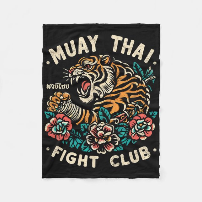 Muay Thai Fighting Tiger Mma Kickboxing Traditiona Fleece Blanket (Front)