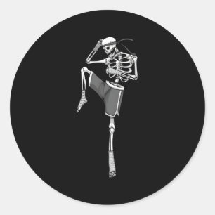 Muay Thai For Skeleton Mma Kickboxing Fighting Classic Round Sticker