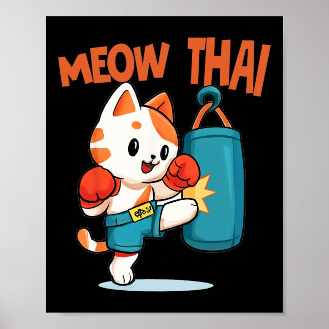 Muay Thai Funny Cat Lover Thai Boxing Thailand Meo Poster (Front)