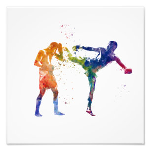 Muay thai in watercolor photo print