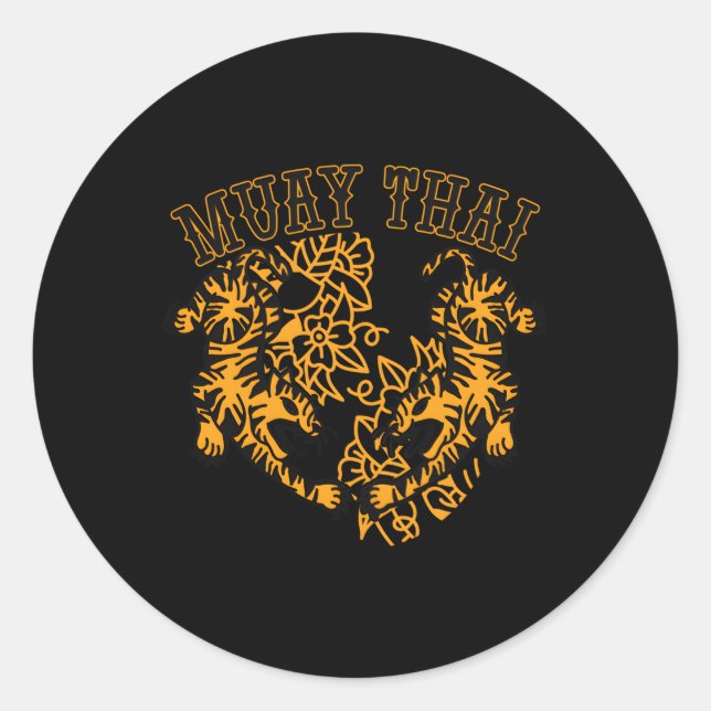 Muay Thai Kick Boxing Tiger Thailand Mial Mma Classic Round Sticker (Front)