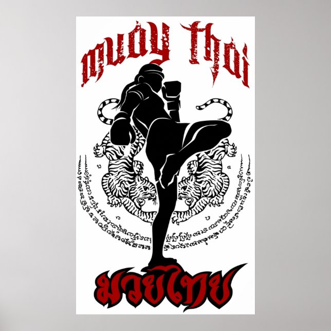 muay thai kick thailand martial art sport logo bad poster (Front)