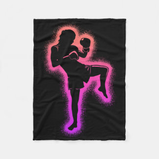 Muay Thai Kickboxer Martial Arts Women Kids Girls  Fleece Blanket
