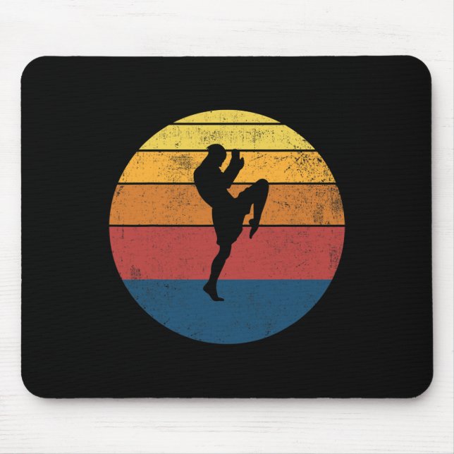 Muay Thai Kickboxing Retro Vintage Gift  Mouse Mat (Front)