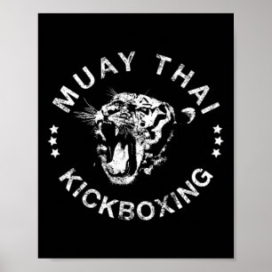 Muay Thai Kickboxing Tiger T Shirt Poster
