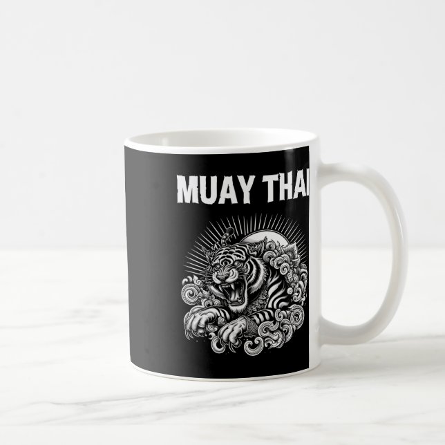 Muay Thai Language Tattoo Tiger Roar Kickboxing Th Coffee Mug (Right)