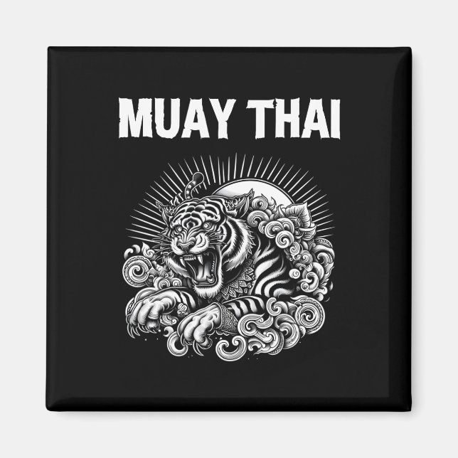 Muay Thai Language Tattoo Tiger Roar Kickboxing Th Magnet (Front)