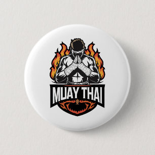 Muay Thai Logo - Thai Boxing Fighter 6 Cm Round Badge
