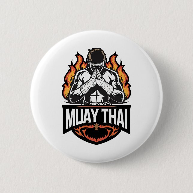 Muay Thai Logo - Thai Boxing Fighter  6 Cm Round Badge (Front)