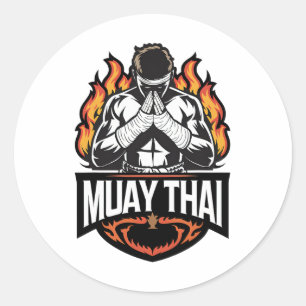 Muay Thai Logo - Thai Boxing Fighter Classic Round Sticker