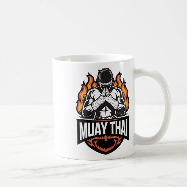 Muay Thai Logo - Thai Boxing Fighter  Coffee Mug (Right)