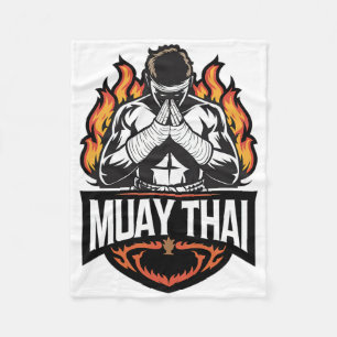 Muay Thai Logo - Thai Boxing Fighter Fleece Blanket