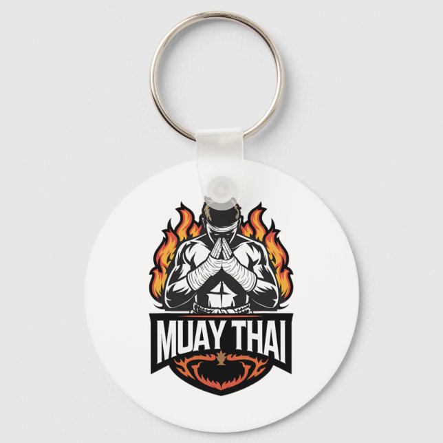Muay Thai Logo - Thai Boxing Fighter  Key Ring (Front)