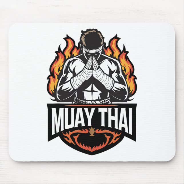 Muay Thai Logo - Thai Boxing Fighter  Mouse Mat (Front)