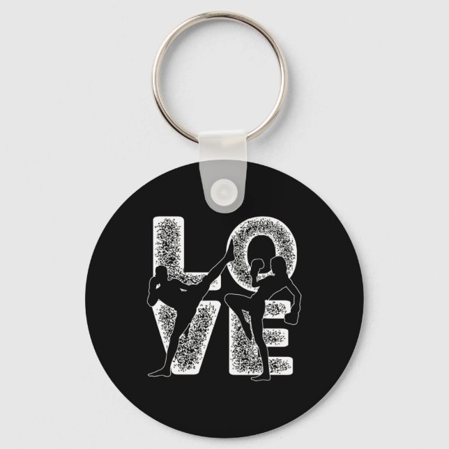 Muay Thai Love Word Theme Graphic Design Kickboxin Key Ring (Front)