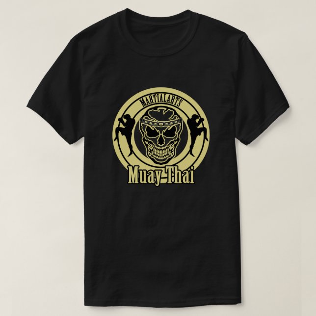 Muay Thai , Martial Arts , Kick Boxing , Skull T-Shirt (Design Front)