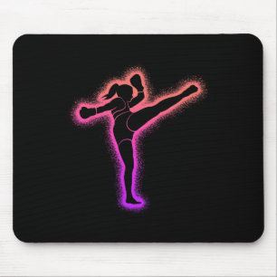 Muay Thai Martial Arts Kickboxer Women Girls Kickb Mouse Mat