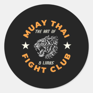 Muay Thai Mma Fight Tattoo Tiger Art Of 8 Limbs Ki Classic Round Sticker