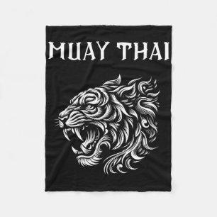 Muay Thai Mma Fight Tattoo Tiger Roar Kickboxing T Fleece Blanket