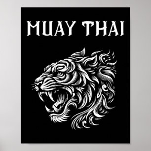 Muay Thai Mma Fight Tattoo Tiger Roar Kickboxing T Poster