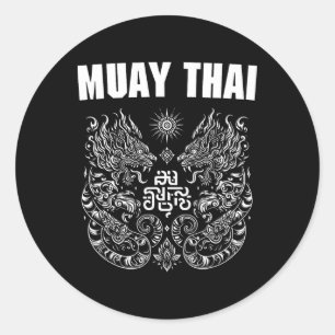 Muay Thai Mma Fight Tattoo Twin Tiger Kickboxing T Classic Round Sticker