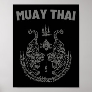 Muay Thai Mma Fight Tattoo Twin Tiger Kickboxing T Poster