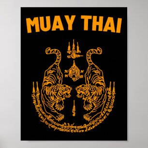 Muay Thai Mma Fight Tattoo Twin Tiger Kickboxing T Poster