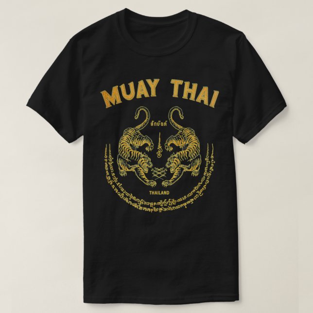 Muay Thai Muay Thai Tiger Sak Yant Tattoo Kickboxi T-Shirt (Design Front)