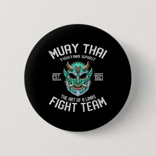 Muay Thai Oni Demon Fight Team - Nak Muay, Kickbox 6 Cm Round Badge