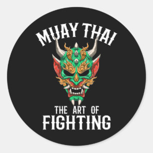 Muay Thai Oni Mask - Thai Boxing And Kickboxing Gi Classic Round Sticker