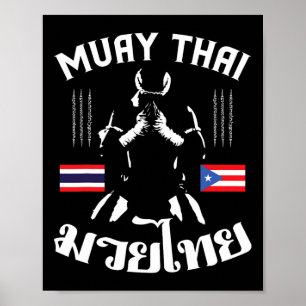 Muay Thai Puerto Rico Flag Martial Arts Thai Boxin Poster