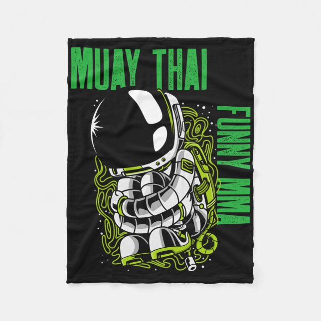 Muay Thai Rolled Up Astronaut, Mma, Kickboxing, Ji Fleece Blanket (Front)