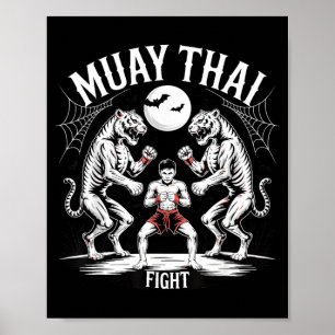 Muay Thai Sak Yant Tiger Halloween Kick Boxing MMA Poster