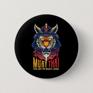 Muay Thai Samurai Tiger Thai Boxing Graphic 6 Cm Round Badge