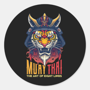 Muay Thai Samurai Tiger Thai Boxing Graphic  Classic Round Sticker