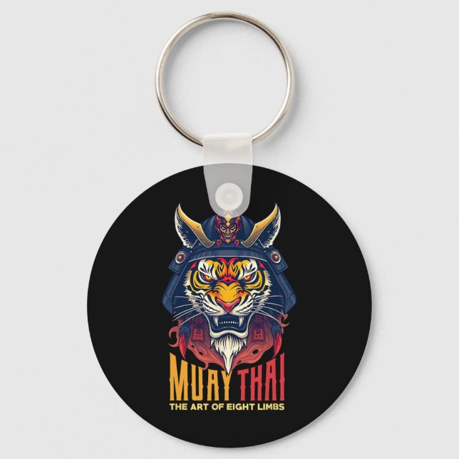 Muay Thai Samurai Tiger Thai Boxing Graphic  Key Ring (Front)