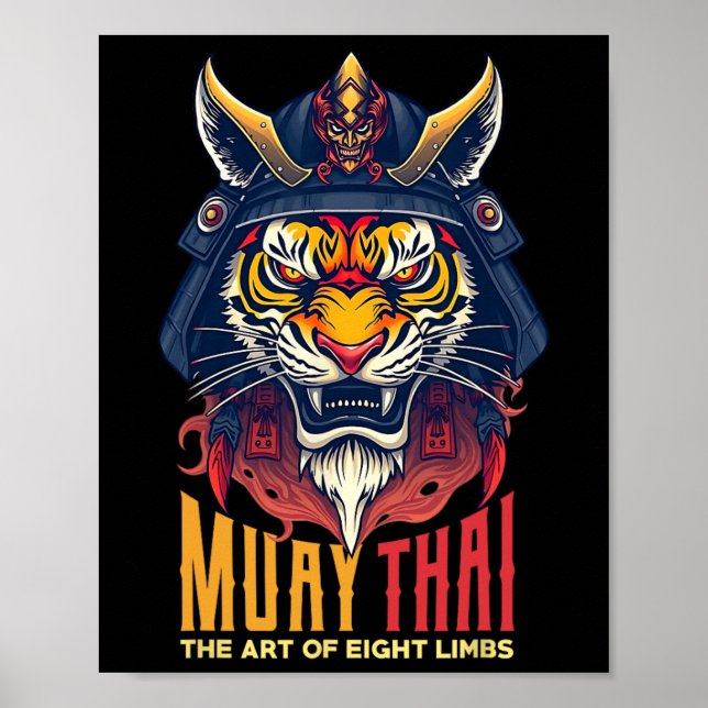 Muay Thai Samurai Tiger Thai Boxing Graphic  Poster (Front)