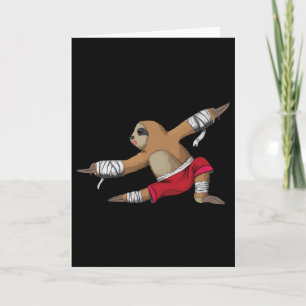 Muay Thai Sloth At Kickboxing As Karate Kick Marti Card