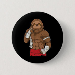 Muay Thai Sloth Kickboxing Fighter 6 Cm Round Badge